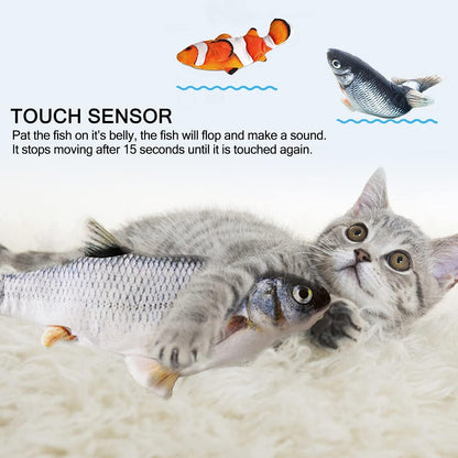 Cat Toys Automatic Flopping Fish with Catnip, 2 Pack Interactive Cat Toy for Indoor Cats, 11" Electric Moving Pet Kicker Exercise Toy, Wiggle SilverVine Floppy Fish for Small Dogs, Kitten