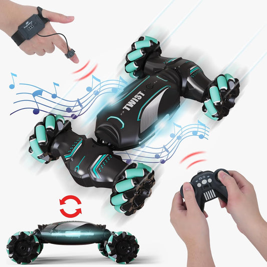 Gesture Sensing RC Stunt Car Toys for 6-12 Year Boys Girls - Ideas Birthday Gifts for Kids, Drift Hand Controlled Remote Control Twist Cars 4WD Offroad 360° Rotation with Light Music