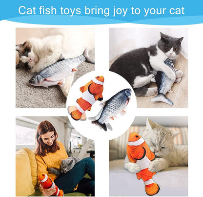 Cat Toys Automatic Flopping Fish with Catnip, 2 Pack Interactive Cat Toy for Indoor Cats, 11" Electric Moving Pet Kicker Exercise Toy, Wiggle SilverVine Floppy Fish for Small Dogs, Kitten