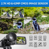 2.7K Video Camera Camcorder Ultra HD 42MP YouTube Live Stream Vlogging Recorder